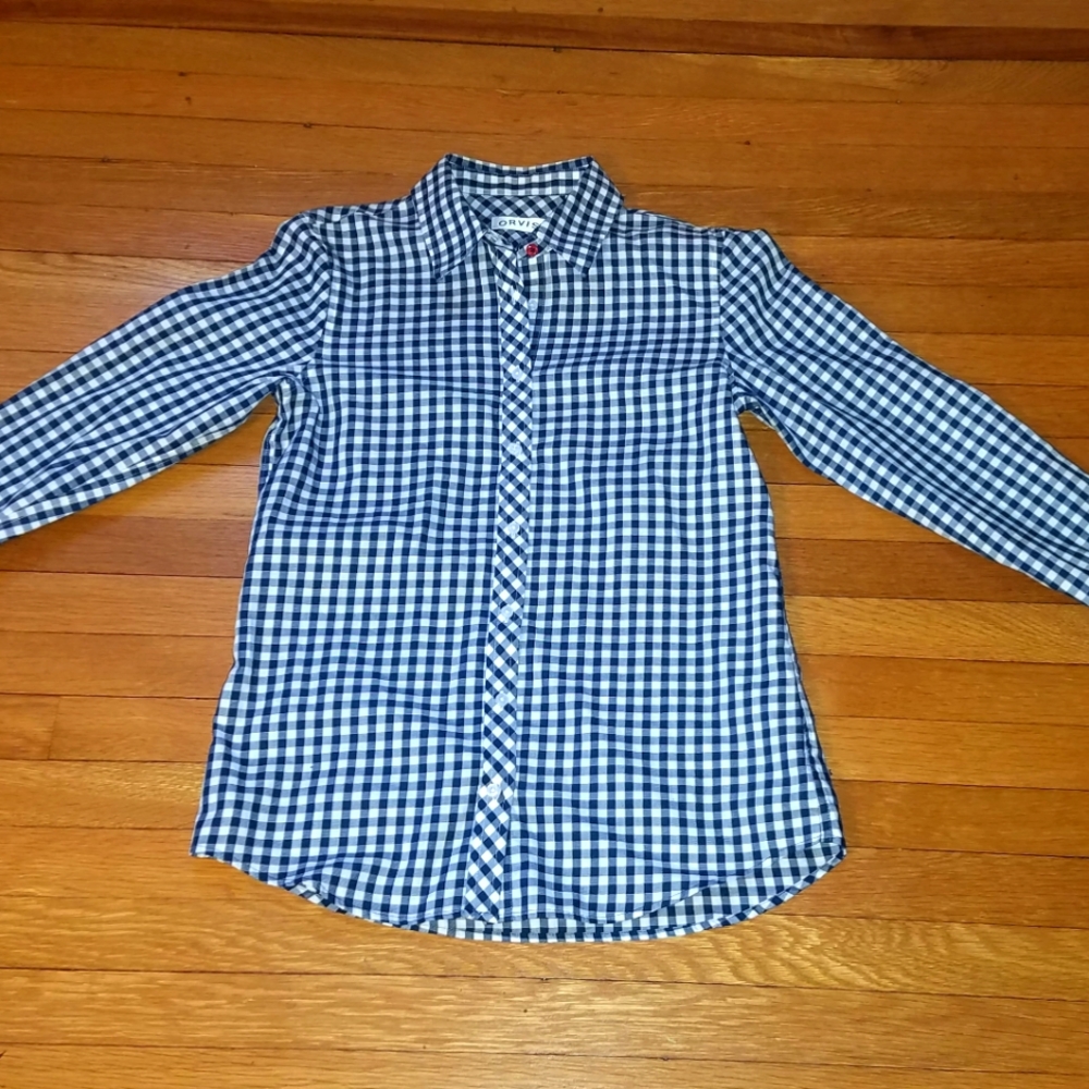 Orvis plaid button down shirt.